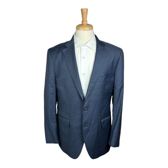 Peter Millar Blue Pure Wool Mens 2 Button Vented Blazer Size 42T Excellent